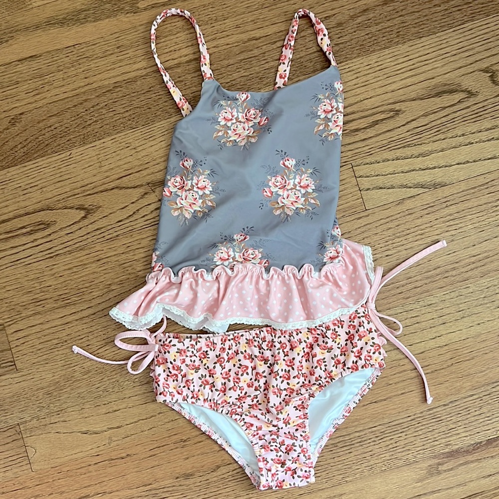 Cheeky Plum ruffle butt Tankini bathing suit size 8